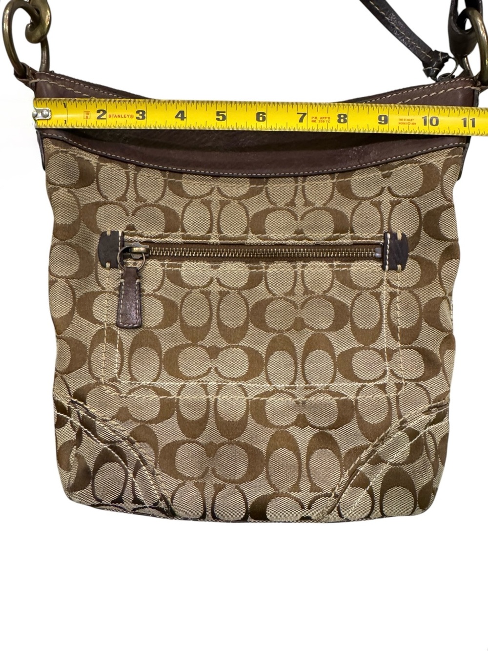 Vintage Coach Signature Crossbody Bag | Brown Jacquard Canvas & Leather Trim - Picture 16 of 16